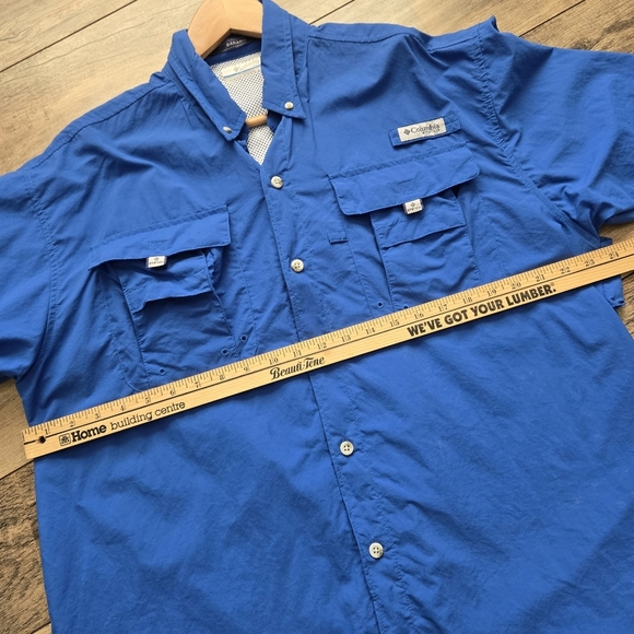 Columbia PFG Bahama Men's Medium Blue Short Sleeve Shirt - Picture 13 of 13
